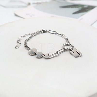 201 Stainless Steel Good Luck Word Charm Bracelets FS-WG4BBAD-01-1