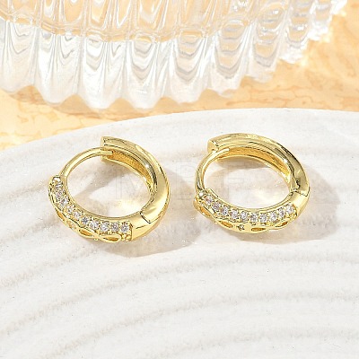 Brass Micro Pave Cubic Zirconia Hoop Earrings KK-CBA30C7-10G-1
