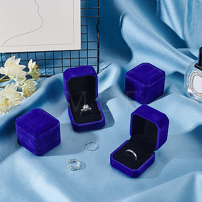 Square Velvet Ring Boxes LS-VBOX-WH0002-01D-1
