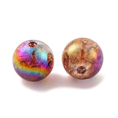 UV Plating Rainbow Iridescent Acrylic Crackl Beads PACR-C009-02I-1