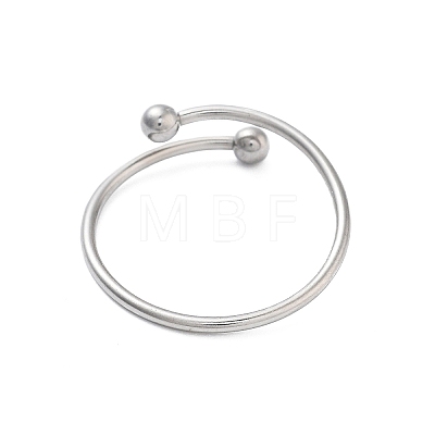 304 Stainless Steel Round Wrap Open Cuff Rings for Women Men RJEW-Z071-01P-1