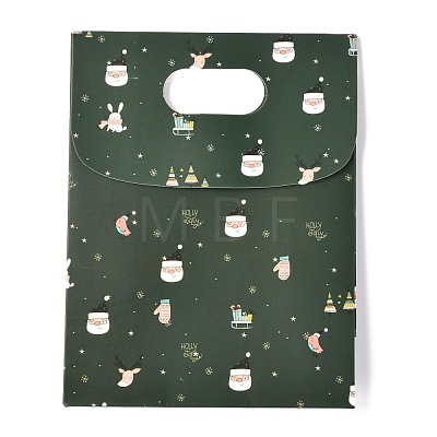 Christmas Themed Pattern Rectangle Kraft Paper Flip Bags CARB-L008-02S-02-1