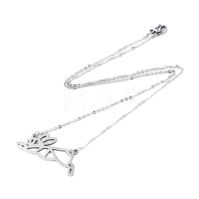 201 Stainless Steel Bunny Pendant Necklaces NJEW-T009-JN027-1-40-1