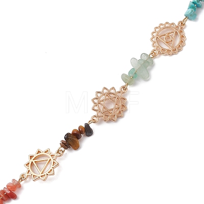 Chakra Natural Red Jasper & Howlite & Tiger Eye & Carnelian & Green Aventurine & Lapis Lazuli & Amethyst Connector Charms FIND-JF00141-01-1