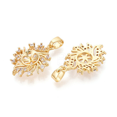 Brass Micro Pave Clear Cubic Zirconia European Dangle Charms Bails KK-N276-15G-1