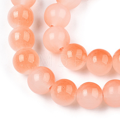 Baking Painted Imitation Jade Glass Round Bead Strands DGLA-N003-8mm-08-1