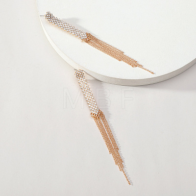 Cross Alloy Rhinestone Chain Tassel Stud Earrings WGF2F09-01-1