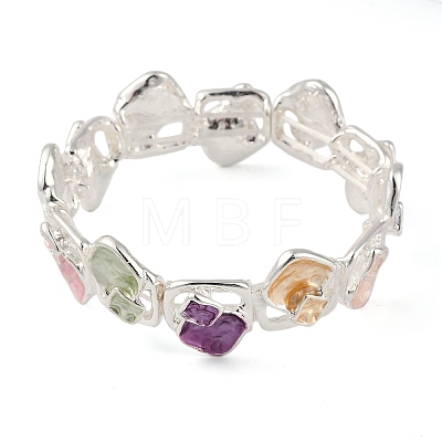 Coloful Alloy Enamel Links Stretch Bangles BJEW-B100-04-1