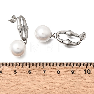 304 Stainless Steel Stud Dangle Earrings EJEW-E618-01P-1
