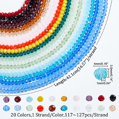 AHADERMAKER 20 Strand 20 Colors Glass Beads Strands GLAA-GA0001-65-1