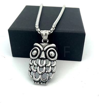 Vintage Gothic Owl Pendant 304 Stainless Steel Men’s Necklaces II3155-1