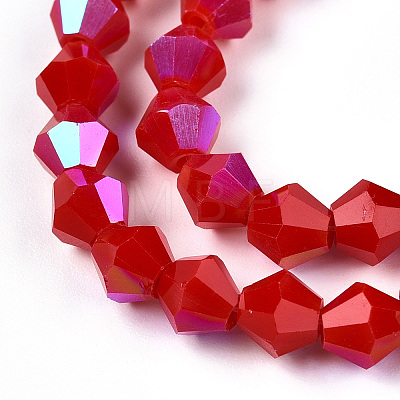 Opaque Solid Color Electroplate Glass Beads Strands EGLA-A039-P6mm-L02-1