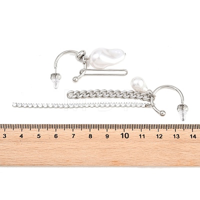 304 Stainless Steel Dangle Stud Earrings EJEW-A161-02P-1