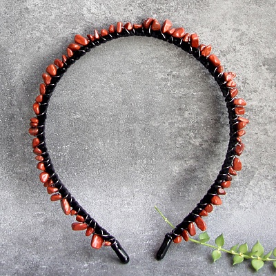 Natural Red Jasper Hair Bands PW-WG1C09B-11-1