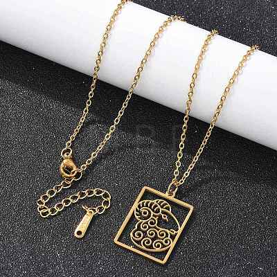 304 Stainless Steel Necklace NJEW-D330-01G-01-1