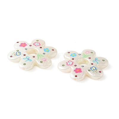 Printed Opaque Acrylic Beads OACR-B054-01V-1