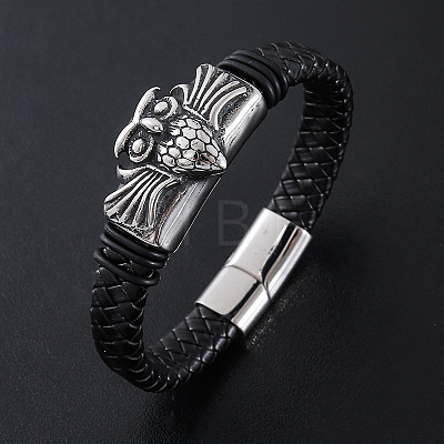 Punk Braided PU Leather Cord Bracelets ES9307-1-1