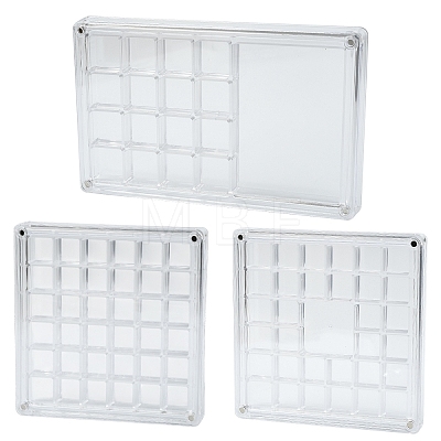 3Pcs 3 Styles Transparent Acrylic Grided Storage Boxes with Magnetic Lid for Loose Shell Beads CON-YW0001-99-1