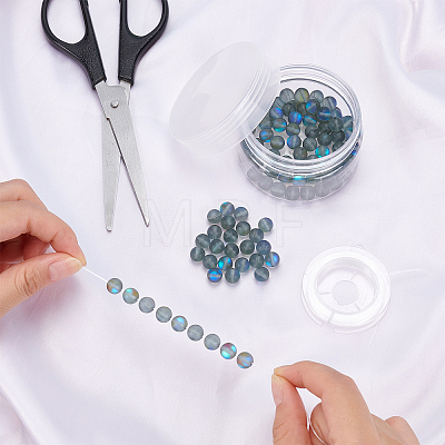 DIY Synthetic Moonstone Beads Stretch Bracelet Making Kits DIY-SC0012-84F-1