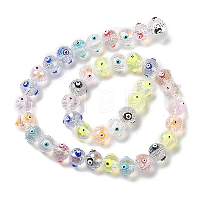 Transparent Evil Eye Glass Beads Strands LAMP-K037-04A-1