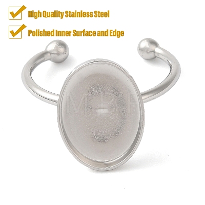 Non-Tarnish 304 Stainless Steel Open Cuff Ring Components STAS-I306-06B-P-1