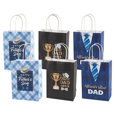 9Pcs 3 Styles Happy Father's Day Printed Paper Packing Tote Bags CARB-TA0001-20-1