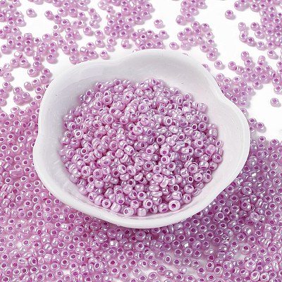 DIY Craft Beads 6/0 Ceylon Round Glass Seed Beads X-SEED-A011-4mm-155-1