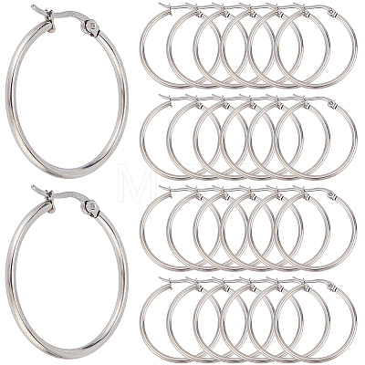 SOFPLATE 30 Pairs 304 Stainless Steel Hoop EarRing Shapes EJEW-SP0001-02A-P-1