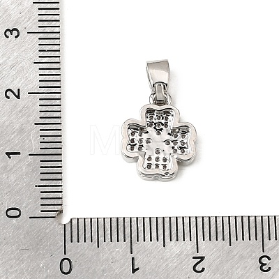 CZ Lucky Jewelry Brass Micro Pave Cubic Zirconia Four Leaf Clover Charms Pendants ZIRC-M011-18P-NR-1