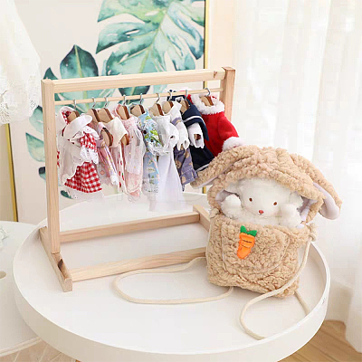12Pcs Miniature Wood Doll Clothes Hangers DIY-FH0005-32C-1