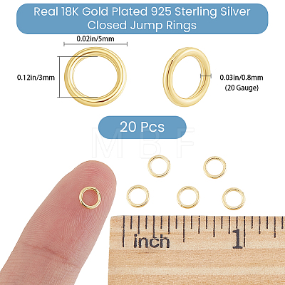 20Pcs 925 Sterling Silver Round Rings STER-BBC0009-64A-G-1