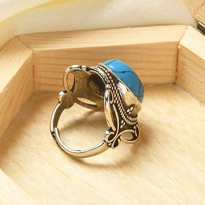 Synthetic Turquoise Adjustable Rings RJEW-I108-02AS-09-1