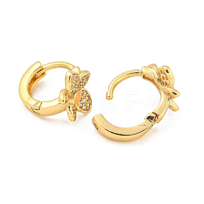 Flower Real 18K Gold Plated Brass Hoop Earrings EJEW-L269-063G-1