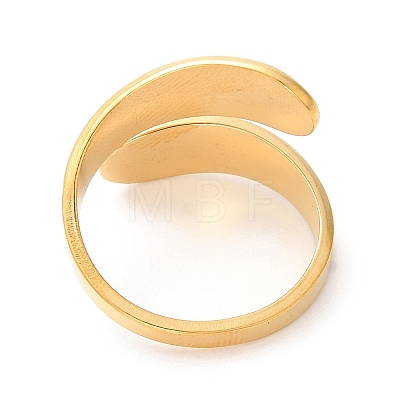 Ion Plating(IP) 304 Stainless Steel Teardrop Open Cuff Ring for Women RJEW-K245-37G-1