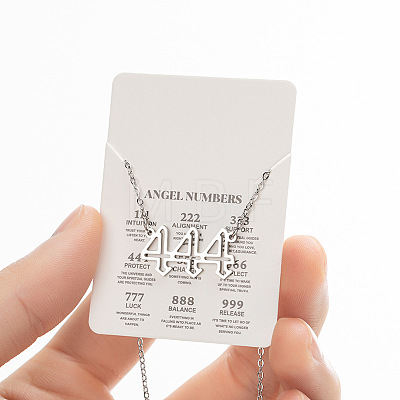 201 Stainless Steel Hollow Angel Number Pendant Necklaces for Women FS-WG21275-26-1
