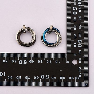 201 Stainless Steel Interlocking Ring Pendants STAS-SZ0002-61C-1