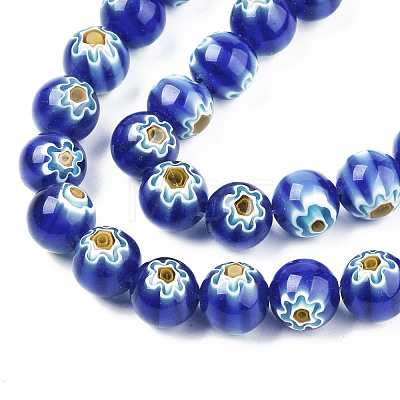 Handmade Millefiori Glass Beads Strands LK-T001-10F-1