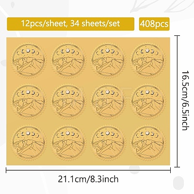 34 Sheets Self Adhesive Gold Foil Embossed Stickers DIY-WH0509-080-1
