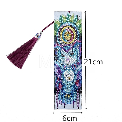 Owl Pattern DIY Diamond Painting Bookmark with Tassel Pendants Kits PW-WG72CB5-01-1