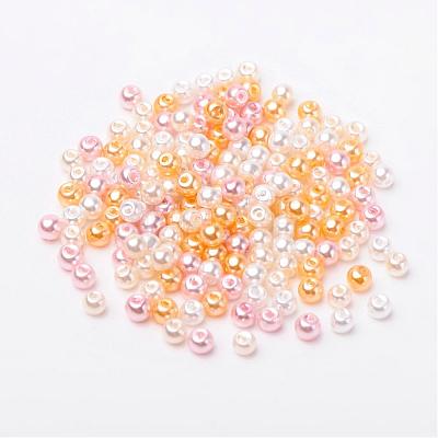 Barely Pink Mix Pearlized Glass Pearl Beads HY-X006-4mm-01-1