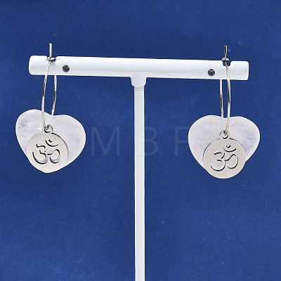 Natural Quartz Crystal & 304 Stainless Steel Hoop Earrings for Women EJEW-G475-04P-02-1