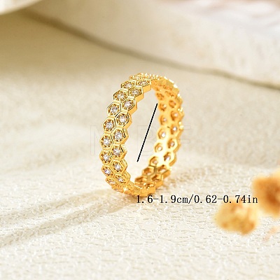 Brass Micro Pave Cubic Zirconia Finger Rings for Women QU5613-3-1