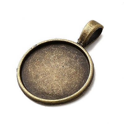 Flat Round Alloy Pendant Cabochon Settings PALLOY-N0088-28AB-NF-1
