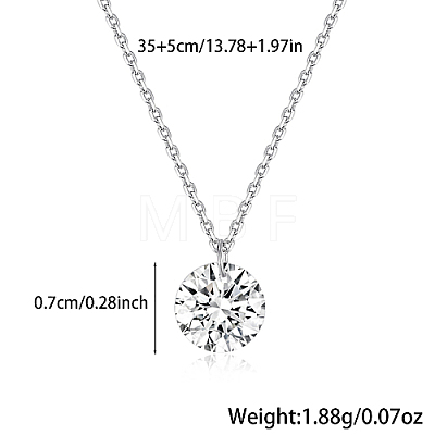 Flat Round Cubic Zirconia Pendant Necklaces GX5986-1