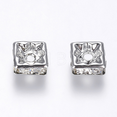 Brass Rhinestone Spacer Beads RB-A013-6x6-01P-NF-1