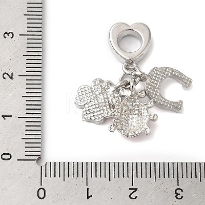 Rack Plating Alloy Emerald Rhinestone European Dangle Charms PALLOY-S189-24P-1