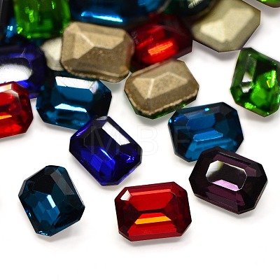 Faceted Rectangle K9 Glass Pointed Back Rhinestone Cabochons RGLA-A017-6x8mm-SM-1