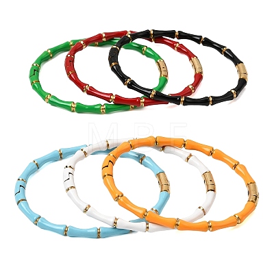 304 Stainless Steel Enamel Hinged Bangles for Women BJEW-D408-42G-1