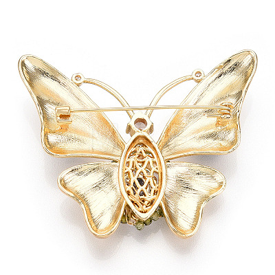 Natural Pearl & Glass Butterfly Brooches for Women JEWB-N001-06G-1