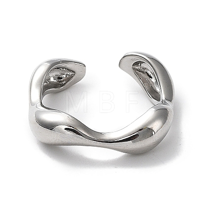 Rack Plating Brass Twist Wave Open Cuff Rings for Women X-RJEW-Q777-08P-1